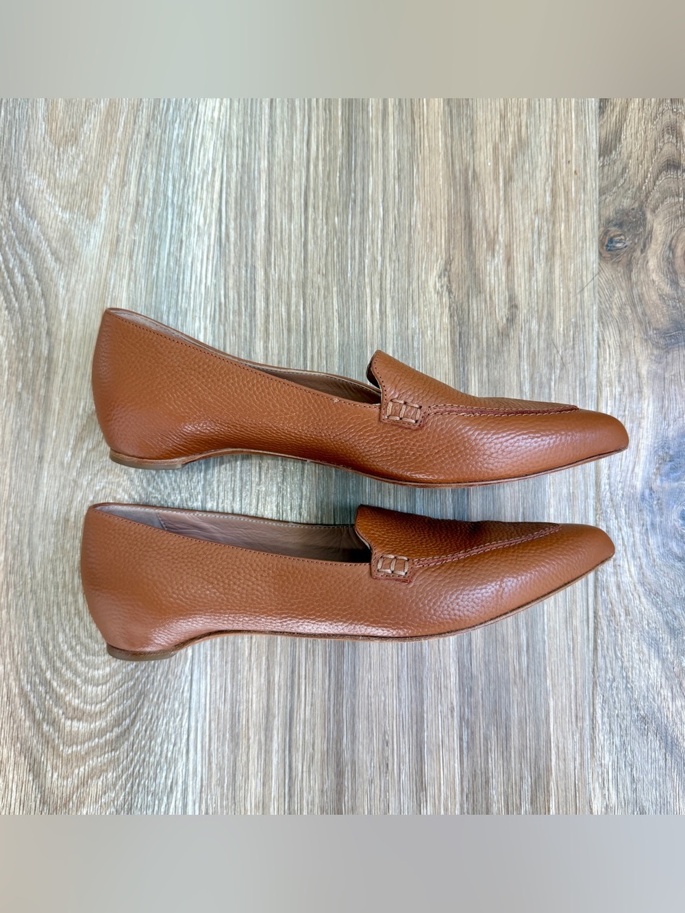 M.Gemi Brown Pebbled Leather Pointed Toe Loafer Flats Size 36 Made in Italy - Picture 4 of 8